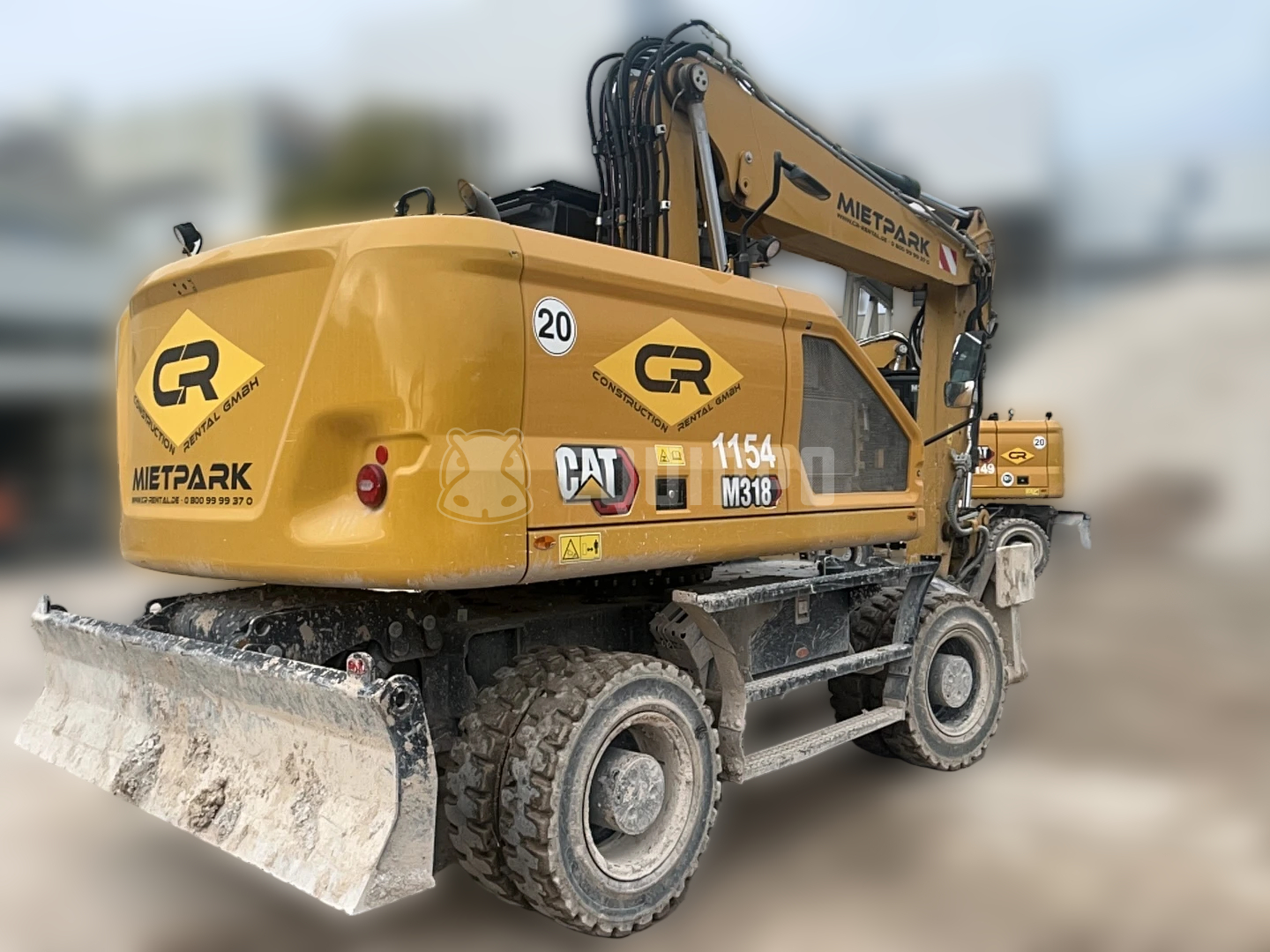 Caterpillar M318 with variable angle boom with Oilquick OQ80 quickcoupler (without attachment) - - Used Wheeled Excavator