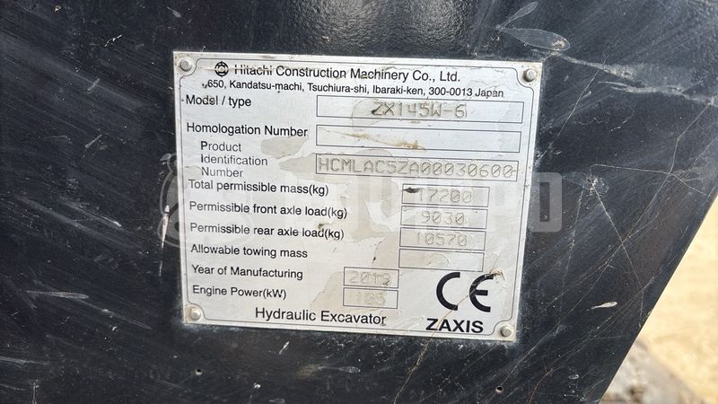2019 Hitachi ZX145W-6-46205179
