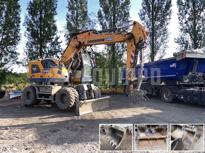 Liebherr A913 Compact Litronic avec 3 godets d'excavatrice - - Pelle sur pneus d’Occasion
